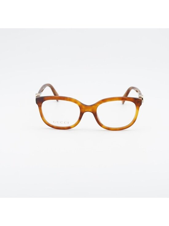 Gucci GG1075O 002 Eyeglasses Light Havana 48mm Square Frame